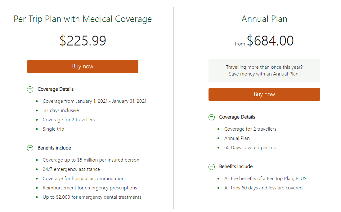 td travel insurance price